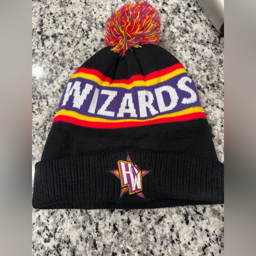 Harlem Wizards Black Knit Beanie with PomPom, Fleece Lined‎